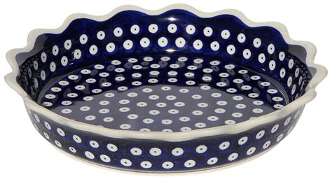 Polish Pottery Quiche Scalloped Pie Dish