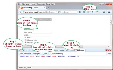 Steps To Get Element XPath CSS Using Firebug And FirePath Add On Of Firefox