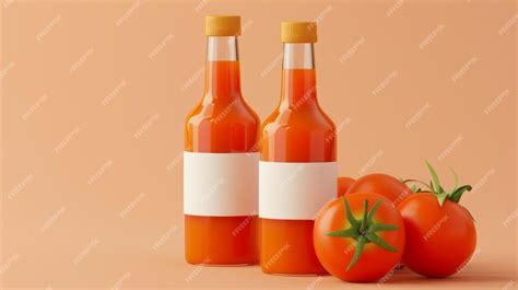 Premium Photo An Isolated Light Orange Background Shows Two Mockups Of Tomato Ketchup Bottles