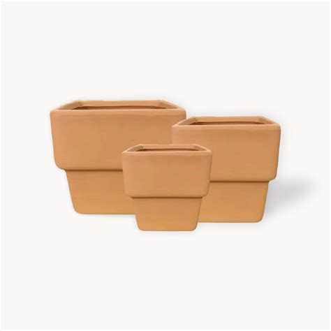 Square Terracotta Pot with Drainage Hole