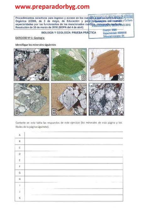 Oposiciones De Biolog A Y Geolog A Preparadorbyg Examen