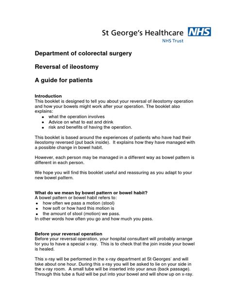 Reversal of Ileostomy | Download Free PDF | Colorectal Cancer | Surgery