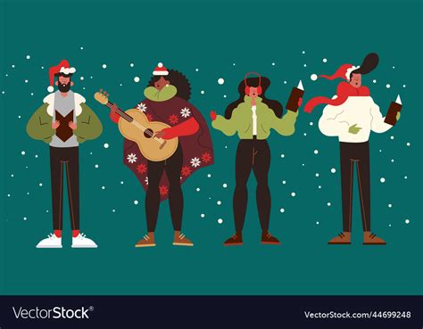 Choir people singing christmas carol design Vector Image