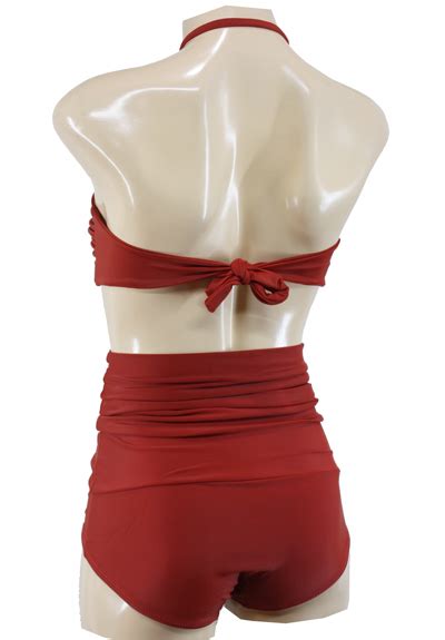 S High Waisted Rockabilly Pinup Bikini Red