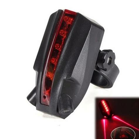 New 2 Laser 5 LED Flashing Rear Bike Bicycle Tail Light Beam Safety