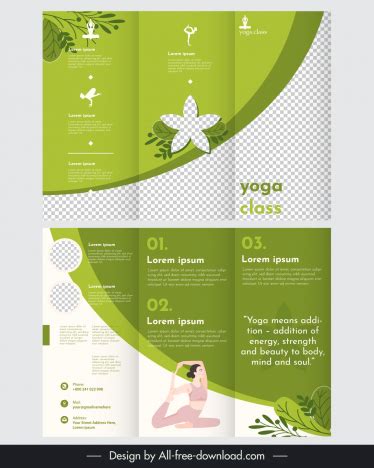 Yoga Brochure Template Elegant Trifold Checkered Leaves Vectors Stock