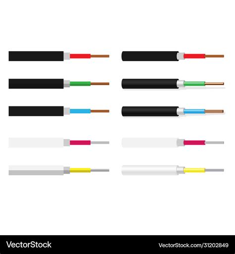 Electric cable types set Royalty Free Vector Image