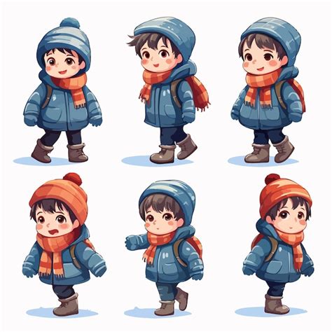 Premium Vector Boy With Cold Weather Attire