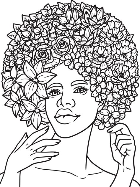 Desenho De Florista Afro Americana Para Colorir Vetor No Vecteezy