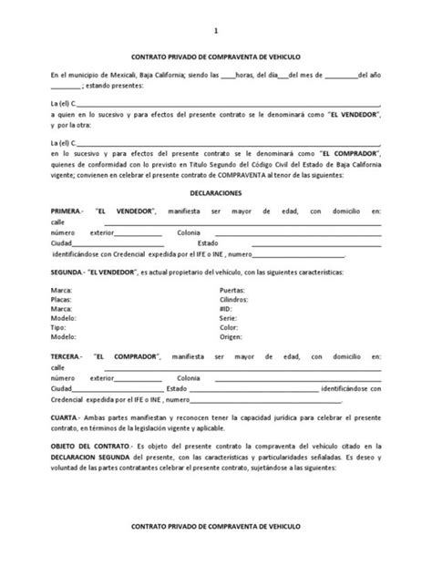 Contrato De Compraventa De Vehiculo Ejemplos Y Formatos Word Y Pdf Eroppa