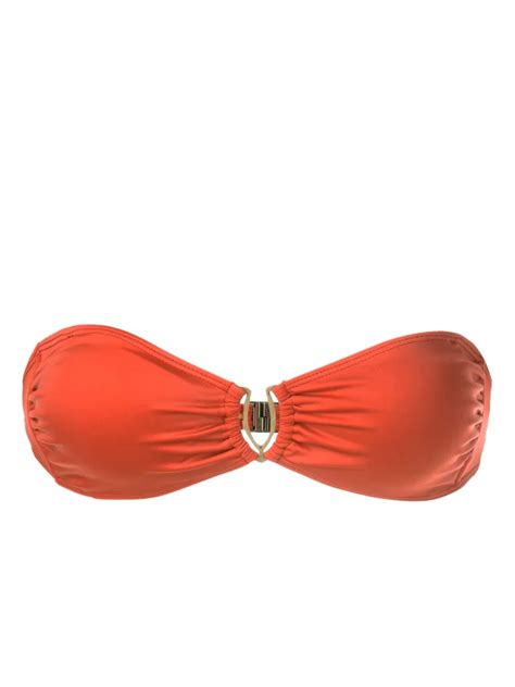 Lygia Nanny Mika Gathered Bikini Top Orange FARFETCH AO