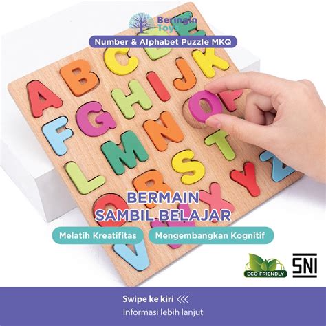 Jual Puzzle Huruf Dan Angka Wooden Toys Mengenal Huruf Dan Angka