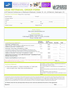 Fillable Online LEAD RETRIEVAL ORDER FORM Contentform Fax Email Print