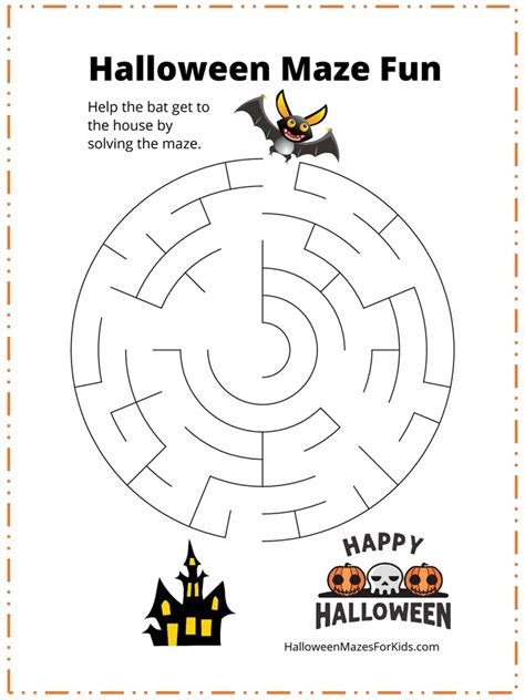 Halloween Bat Maze For Kids Halloween Mazes For Kids