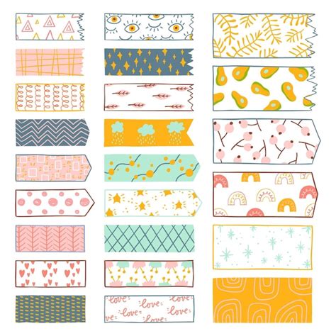 Free Vector Hand Drawn Washi Tape Set