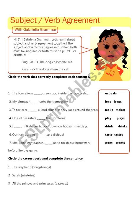 Subject Verb Agreement Esl Worksheet By Febyabanil Worksheets Library