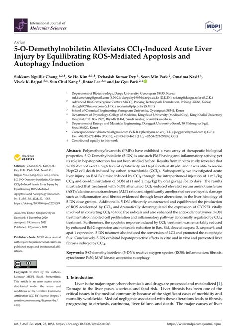 PDF 5 O Demethylnobiletin Alleviates CCl4 Induced Acute Liver Injury