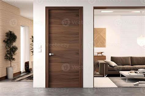 Wooden door with modern door frame, Generative AI 29878098 Stock Photo ...