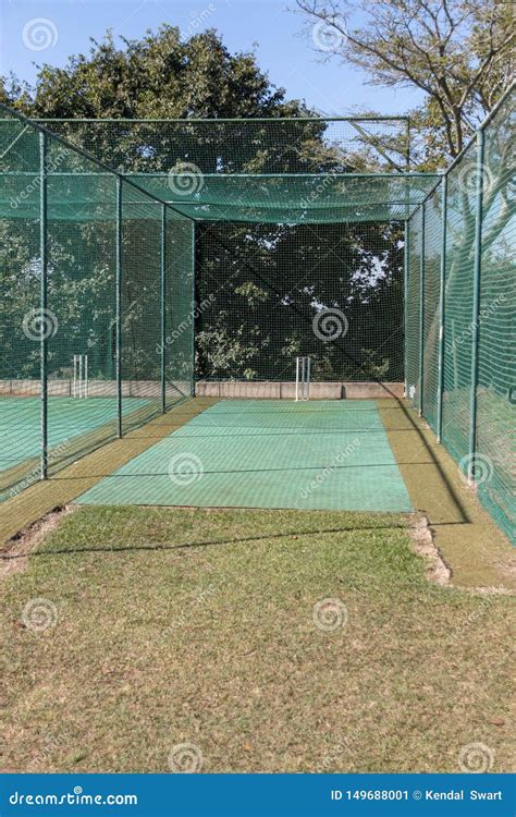 Cricket practice nets stock image. Image of blue, outside - 149688001