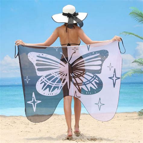 Women Bikini Cover Up Scarf Dress Swimwear Beach Wrap Sarong Butterfly