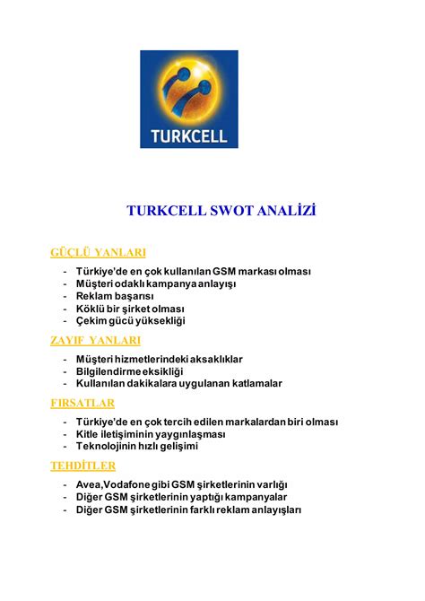 Turkcell Swot Ve Pest Analizi PDF