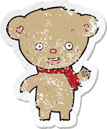 Retro Distressed Sticker Of A Cartoon Teddy Bear Canva