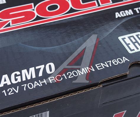 6СТ700AGM70L Аккумулятор SOLITE AGM 70А/ч обратная полярность - 6СТ70(0 ...