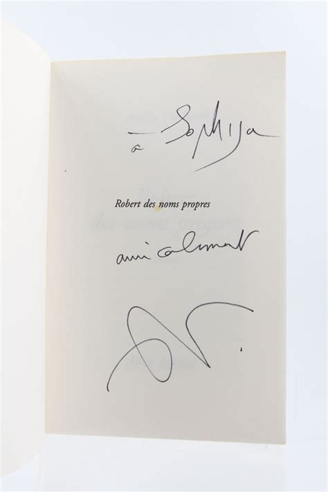 Nothomb Robert Des Noms Propres Signed Book First Edition