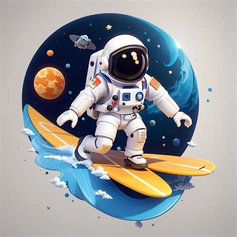 Premium Photo Cute Astronaut Surfing On Moon Cartoon Vector Icon