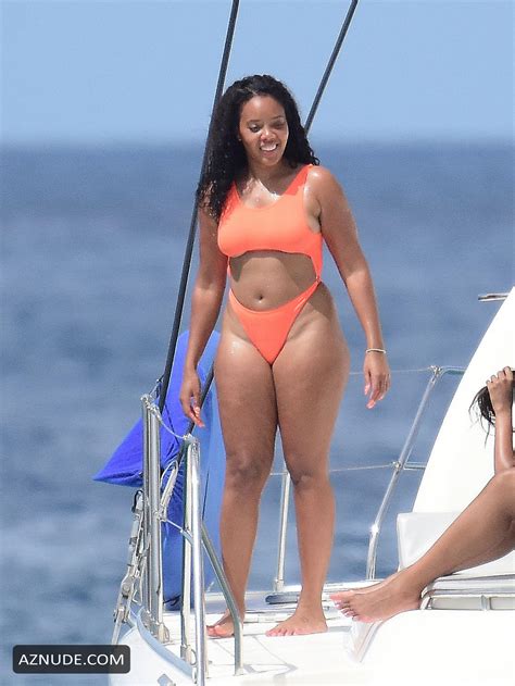 Angela Simmons Sexy In An Orange Bikini With Friends In Barbados 07 02 2019 AZNude