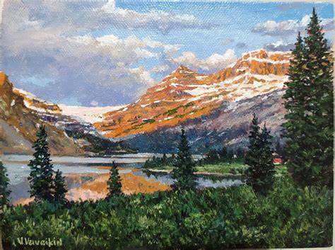 Rocky Mountains Oil Painting Original Canvas Painting National | Etsy