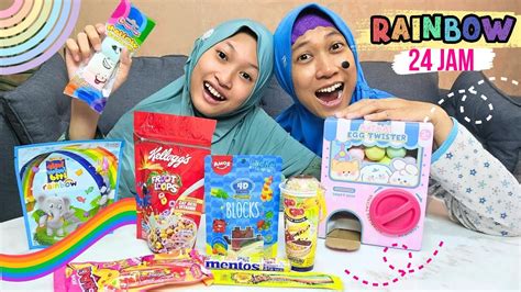 24 Jam Aqilla Makan Rainbow Warna Warni Bersama Mbak Kunyit Part 2