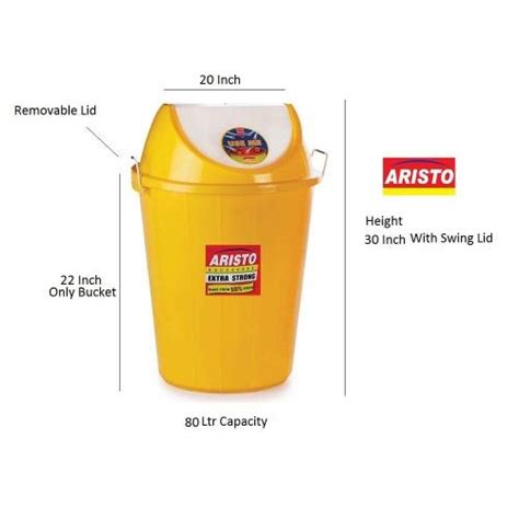 Aristo Swing Dustbin With Lid Plastic 80 Ltr 51 D X 76 5 Cm