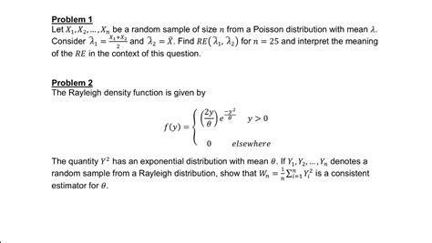 Solved Problem 1 Let X1 X2 Xn Be A Random Sample Of