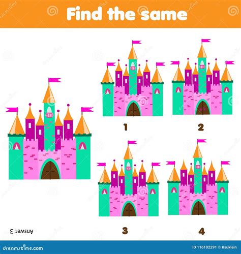 Find Two Same Crowns Fairytale Matching Activity For Children Magic