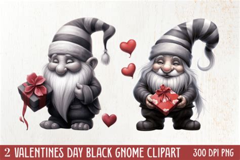 Black Gnome Valentines Day Clipart Graphic By Craftart · Creative Fabrica