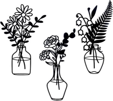 Amazon Zzbakress 3 Pcs Black Metal Flowers And Vases Wall