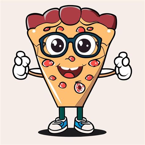 Leuke Pizzaplak Met Bril Met Duim Omhoog Cartoon Vectorillustratie