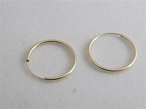 Real 14k Gold Hoop Earrings Endless Hoops 12mm 18mm 40mm Solid 14kt