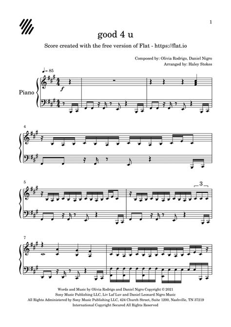 Good 4 U Arr Haley Stokes By Olivia Rodrigo Sheet Music For Piano