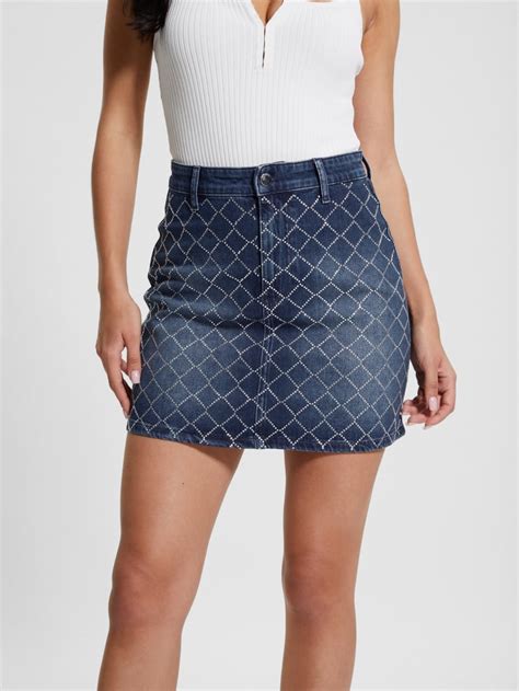 Carlie Diamond Denim Mini Skirt Guess Canada