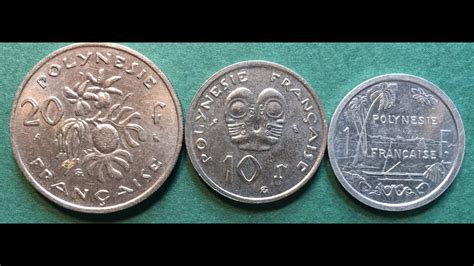 France French Polynesia 1967 1987 20 Franc 10 Franc 1 Franc Coins