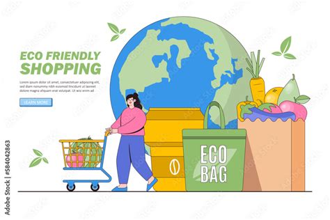 Eco Life Friendly Shopping And No Plastic People Buy Fresh Food