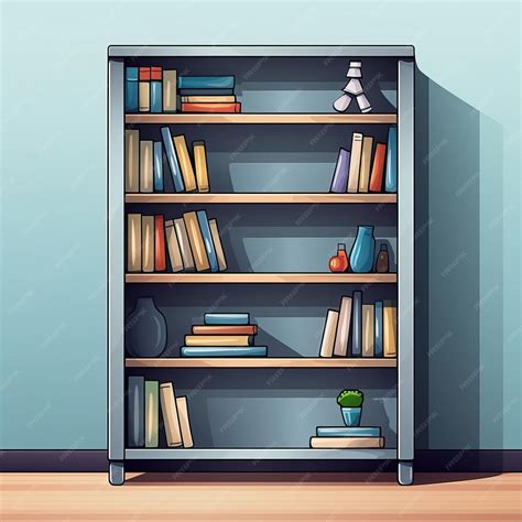 premium vector gray color bookshelf cartoon vector white background isol