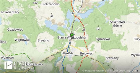 Sława Wielkopolska dworzec kolejowy mapa szlaków turystycznych