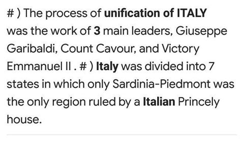 Explain Unification Of Italy Atleast Point Brainly In