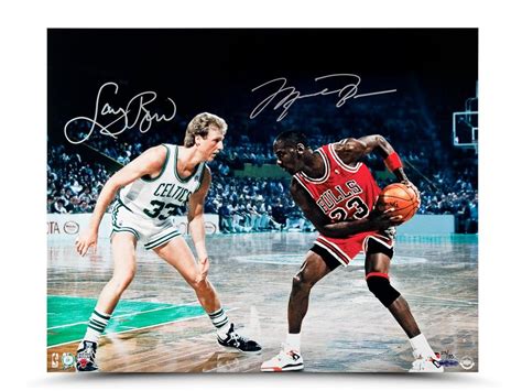 Michael Jordan And Larry Bird Autographed Battle Tested 16 X 20