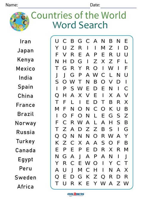 World Of Printable Word Search