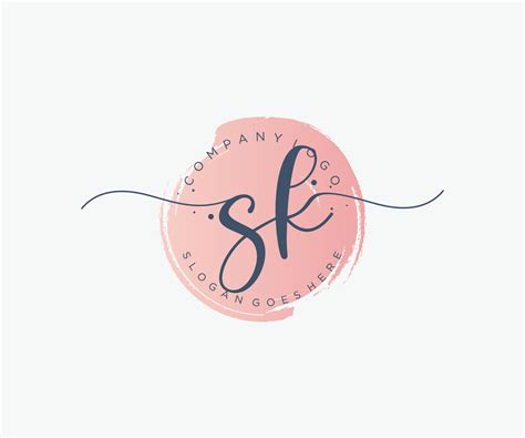 Initial Sk Feminine Logo Usable For Nature Salon Spa Cosmetic And