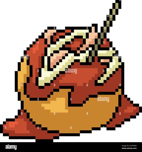 Vector Pixel Art Takoyaki Isolated Cartoon Stock Vector Image And Art Alamy